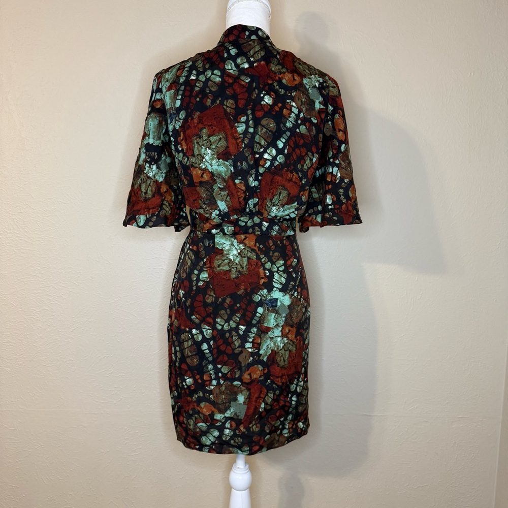 Catherine Malandrino Yellow Label Multicolored Silk Wrap Dress - Picture 2 of 6